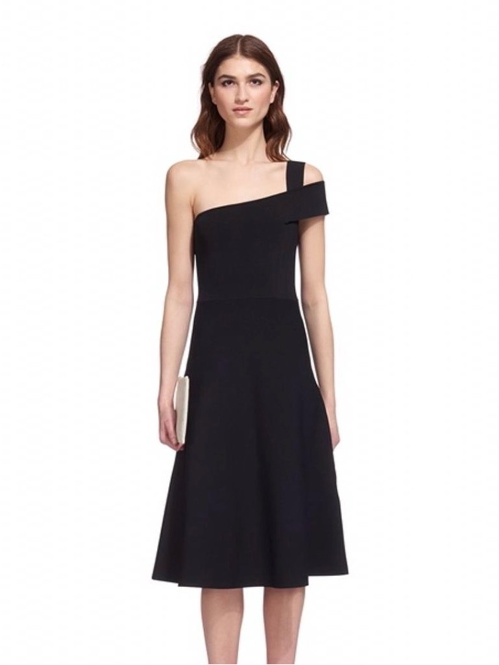 Whistles Lyra one-shoulder stretch knit dress in black size 8